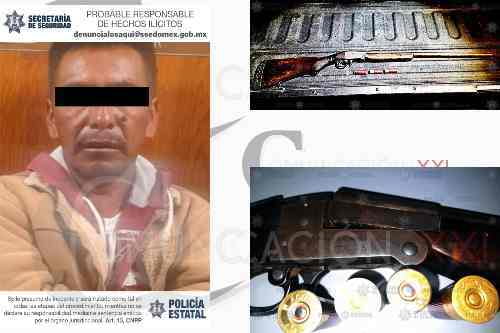 Con escopeta en mano, detienen a un hombre en Jilotepec